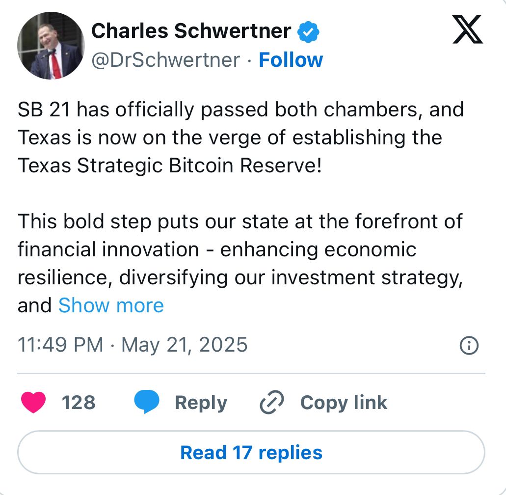 Texas Strategic Bitcoin Reserve Bill Clears House