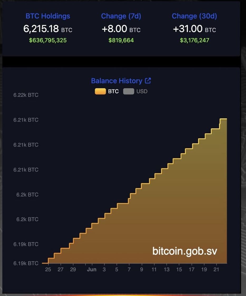 El Salvador Bitcoin Holdings: 6,215 BTC and Growing
